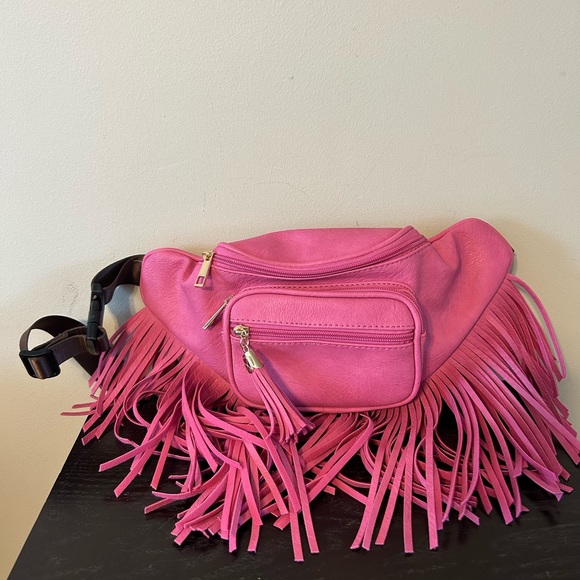 New hot pink fringe crossbody bag - Picture 2 of 2